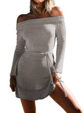 Slim Sweater Skirt Off Shoulder Sweater Dress