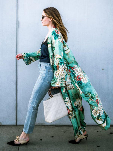 Modern Floral Printed Cover-up Outwear
