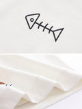 Long Sleeve Cartoon Cat Fish Bone Sweatshirt For Women