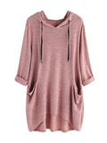 Pocket Loose Casual Hoodie Irregular Large Size Blouse Hoodie for Ladies
