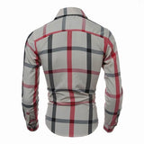 Long Sleeved Dress Shirts Spring Autumn Mens Casual Checks Pattern 