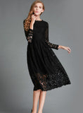 Hollow Out Elegant White Lace Elegant Party Dress 