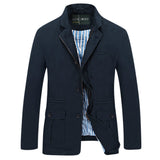 Casual Suit for Men Military Solid Color Pockets Slim Fit 