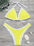 High Cut Contrast Piping Bikini Set