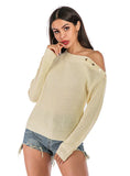 KNITTED LONG SLEEVE PULLOVER SWEATER
