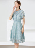 LACE FLYING SLEEVE SLIM DRESS
