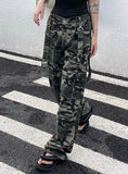 CONTRAST CAMOUFLAGE PANTS POCKET RETRO BIB PANTS