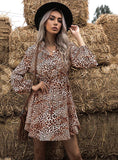 LEOPARD PRINT LONG SLEEVE DRESS