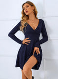 LONG SLEEVE DEEP V SLIM DRESS