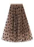 HIGH WAIST FLUFFY GAUZE FLOCKING SKIRT