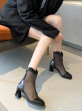 WOMEN'S ROUND HEAD HOLLOW MESH SURFACE BOOTS