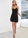 SINGLE BREASTED SUSPENDER DRESS