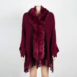 FRINGED CAPE SHAWL CAPE CARDIGAN SWEATER