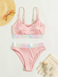 WOMEN PINK SPLIT HIGH WAIST BIKINI