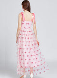 LOVE SEQUINED GAUZE LACE-UP BOW DRESS