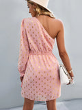 INCLINED SHOULDER LONG SLEEVE DRESS