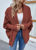 SOLID COLOR BAT SLEEVE CARDIGAN COAT SWEATER