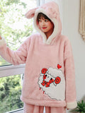 PINK SHEEP WINTER CORAL FLEECE PAJAMAS LADIES THICKENING