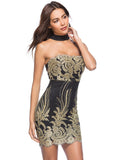 TUBE TOP BACKLESS EMBROIDERED DRESS