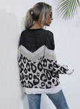 LEOPARD PRINT THIN ROUND NECK LOOSE KNIT SWEATER