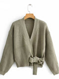 LONG SLEEVE FEMALE WINTER CARDIGAN WITH SASHES CHIC