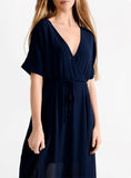 BLUE SEXY DRESS SPLIT V-NECK CUT OUT CASUAL PARTY DRESS