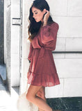 WOMEN RUFFLES LACE CHIFFON DRESS BOHO MINI BEACH DRESS