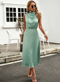 SOLID COLOR SLEEVELESS LONG DRESS