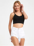 PURE WHITE LOOSE ELASTIC WOOL HOT PANTS