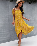 POINT OFF THE SHOULDER DRESS