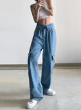 V-LAPEL HIGH WAIST MULTIPLE POCKETS JEANS