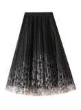 PLEATED LONG RETRO GAUZE SKIRT