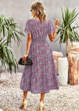 SUMMER PRINT SHORT-SLEEVED DRESS
