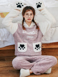 CUTE PURPLE BEAR'S PAW LONG SLEEVE FLANNEL