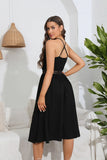 HOLLOW V-NECK STRAPS SPLIT DRESS