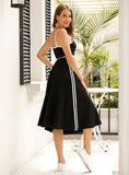 BLACK STRAP SLEEVELESS SEXY SUIT SKIRT