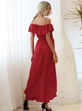 HIGH WAIST IRREGULAR OFF THE SHOULDER DRESS