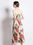 ROSE PRINT SUSPENDER DRESS