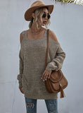 SOLID COLOR LONG SLEEVE LOOSE MID-LENGTH SWEATER