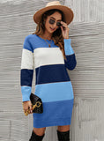 COLOR MATCHING LONG SWEATER DRESS