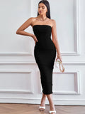 SOLID COLOR TUBE TOP DRESS