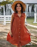 SLEEVELESS SHIRT COLLAR SOLID COLOR DRESS