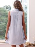 SLEEVELESS LAPEL BUTTON CARDIGAN DRESS