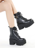 METAL SPONGE CAKE BOTTOM ROUND HEAD CHAIN MARTIN BOOTS