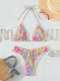 SEXY MULTICOLOR STRAP TWO-PIECE SWIMSUIT