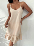 SOLID COLOR SWING SUSPENDER DRESS