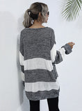 KNITTED LONG SLEEVE STRIPED SWEATER