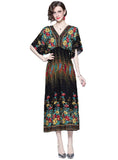 V-NECK FLORAL BOHEMIAN BEACH DRESS