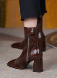 RETRO HIGH HEEL THICK HEEL LADIES' BOOTIES