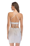 NIGHTCLUB V-NECK SUSPENDER PLAID DRESS